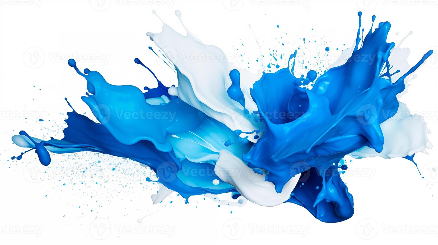 AI generated Blue paint splash isolated on white back. Ai generated. Ai. photo