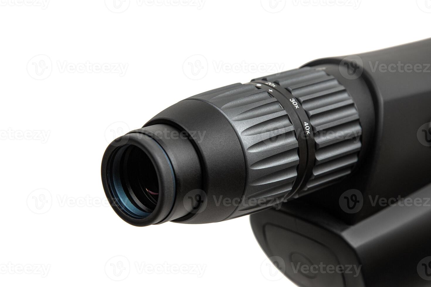 Modern spyglass. Long-range observation device. Monocular isolate on a white back photo