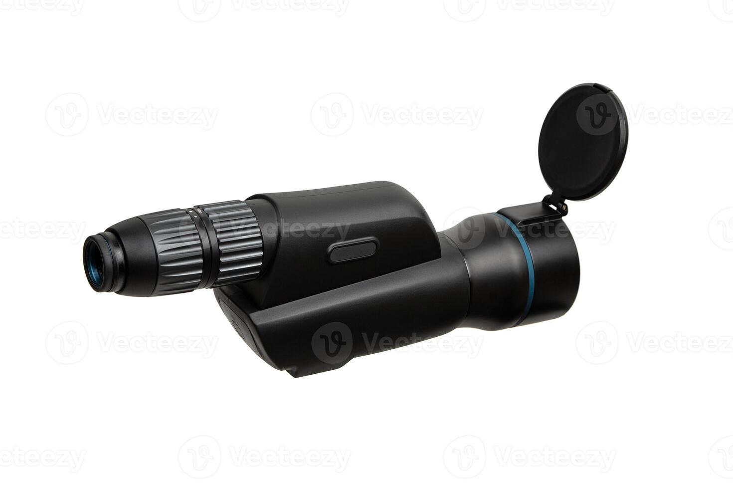 Modern spyglass. Long-range observation device. Monocular isolate on a white back photo