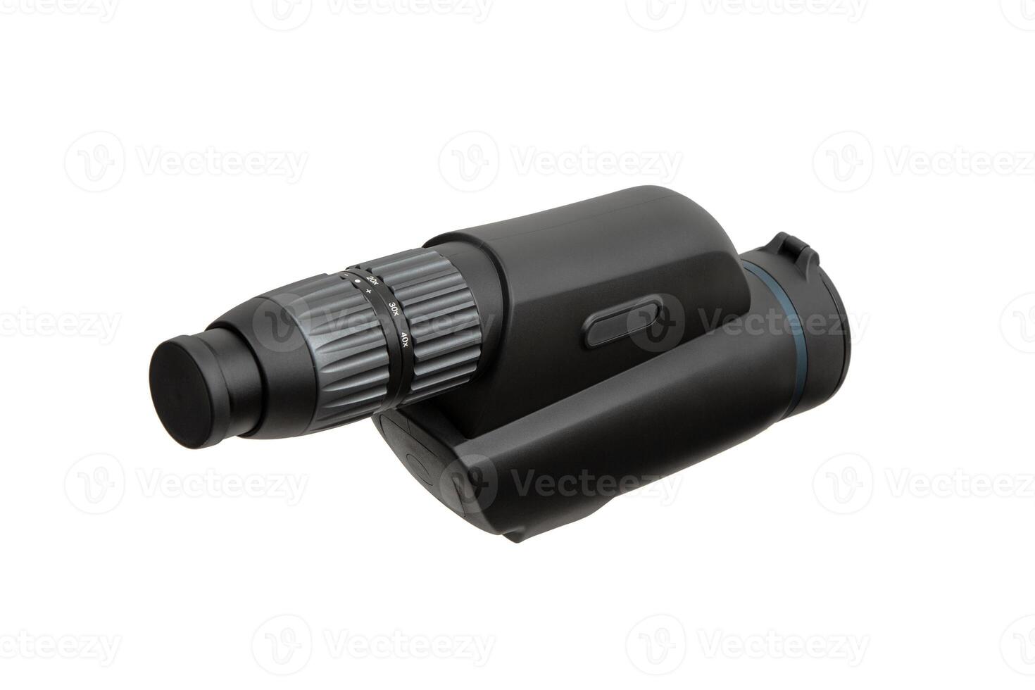 Modern spyglass. Long-range observation device. Monocular isolate on a white back photo