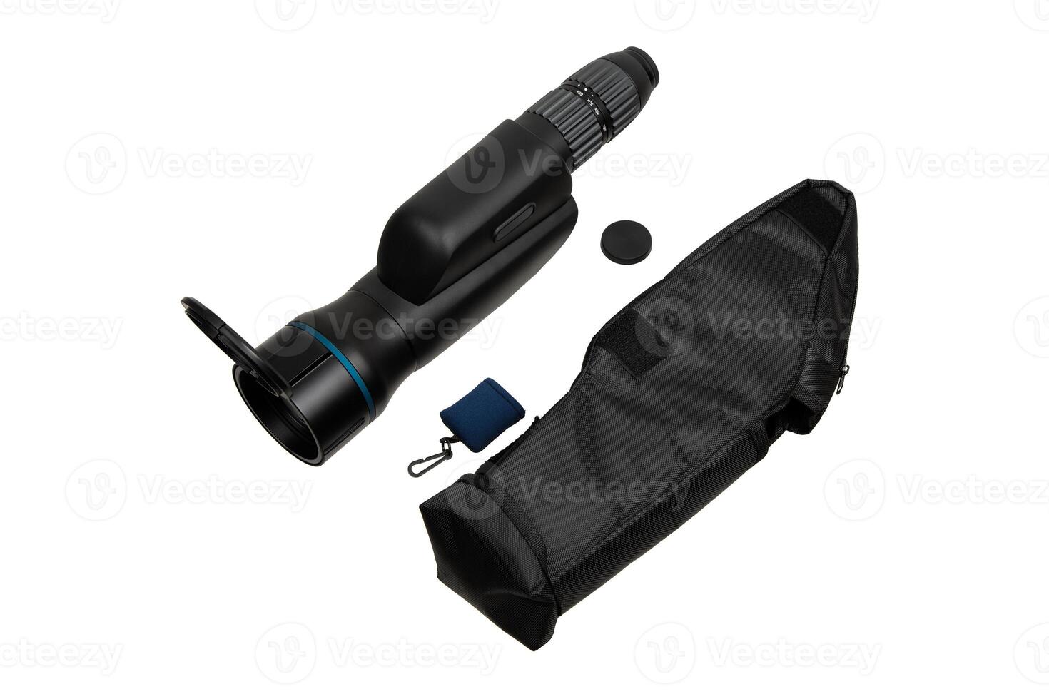 Modern spyglass. Long-range observation device. Monocular isolate on a white back photo