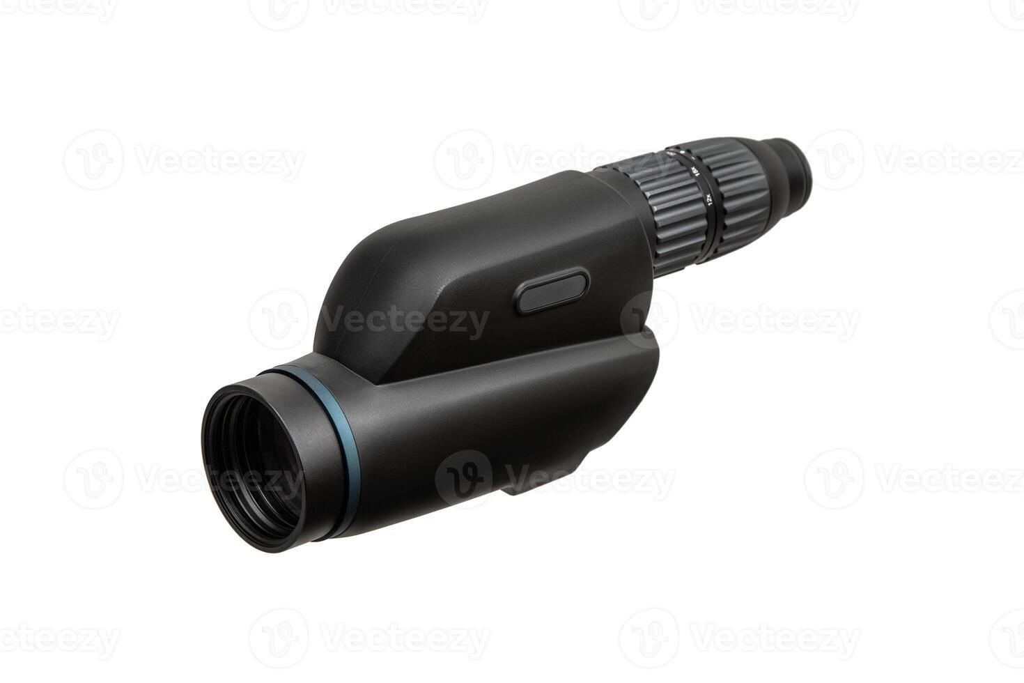 Modern spyglass. Long-range observation device. Monocular isolate on a white back photo
