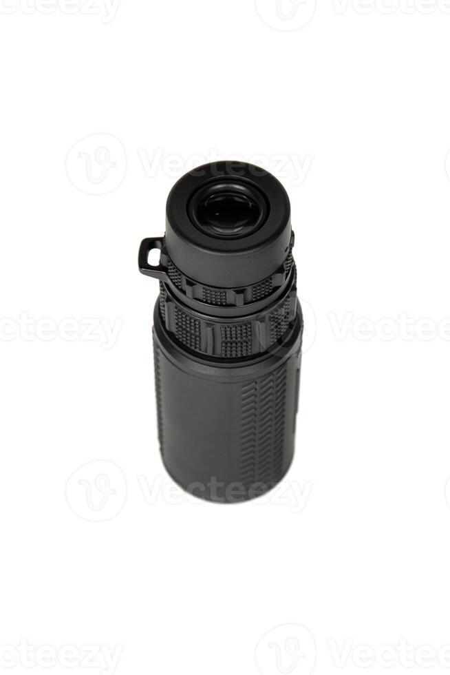 Optical monocular. Spotting scope perfect optical equipment for sport, tourism, hunting, wildlife and astronomy zooming.  Isolated on white back photo