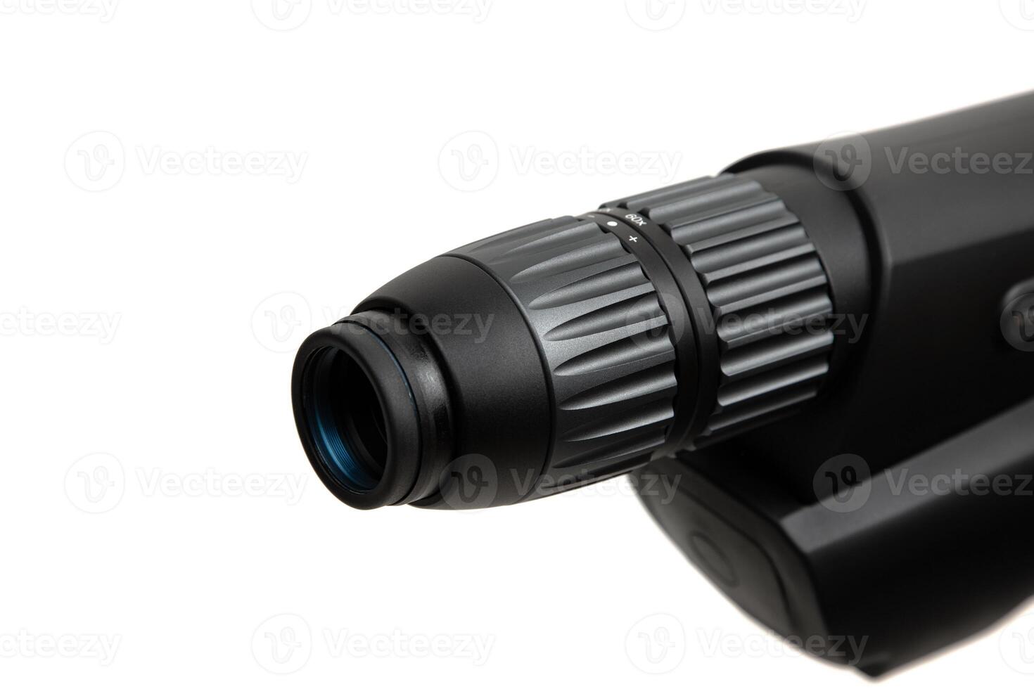 Modern spyglass. Long-range observation device. Monocular isolate on a white back photo