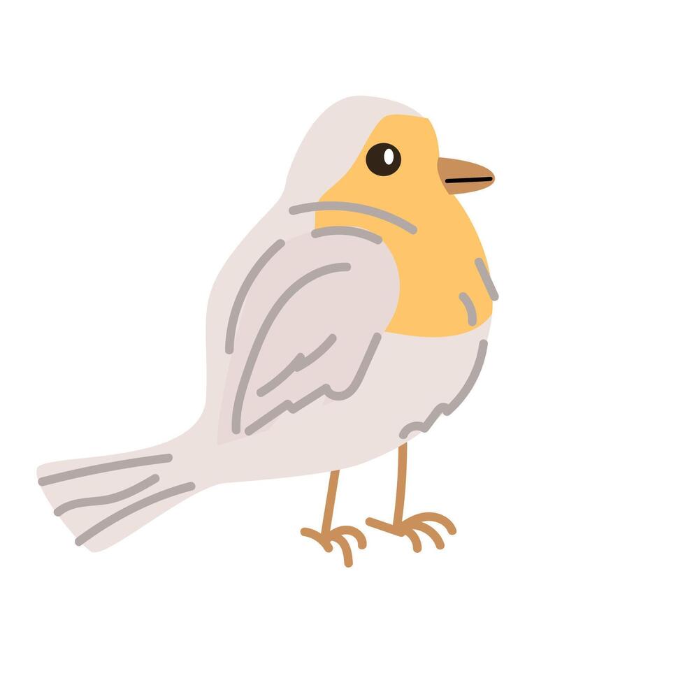 Spring bird robin. Vector cartoon illustration in childish style. Can used for greeting card, banner and poster, sticker.