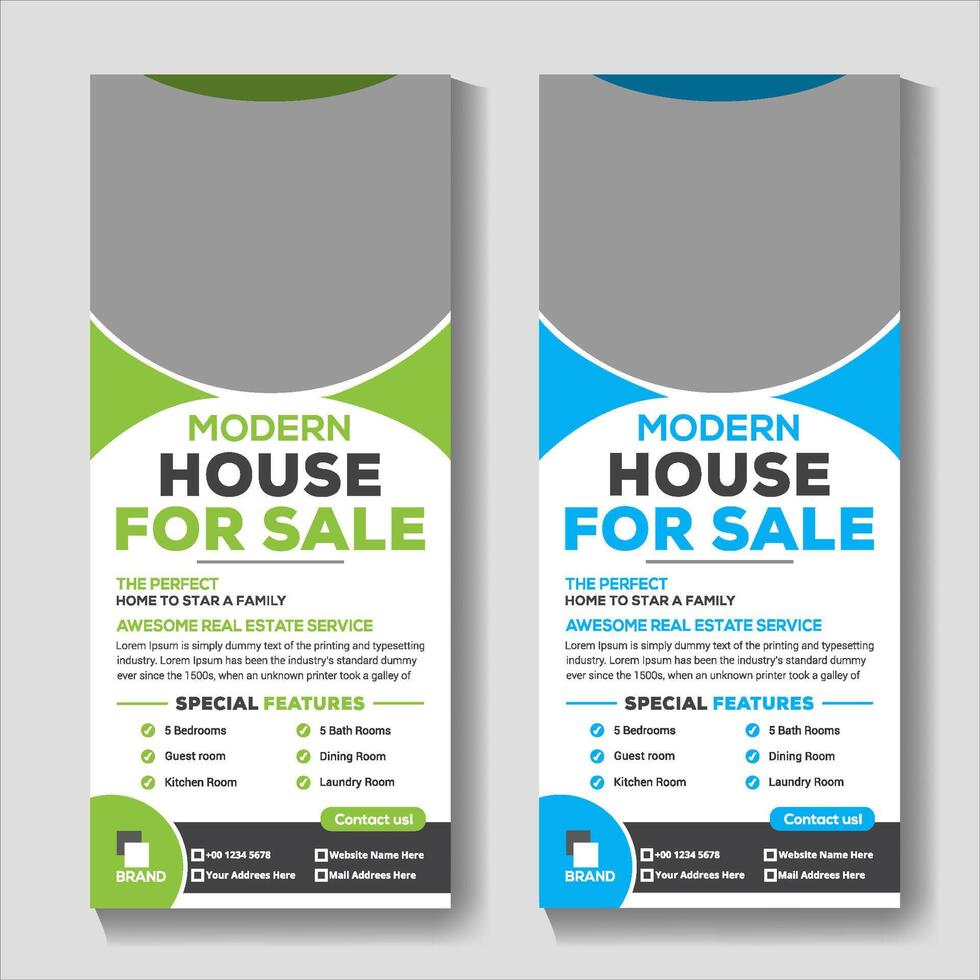 Modern real estate Roll up banner stand template design vector