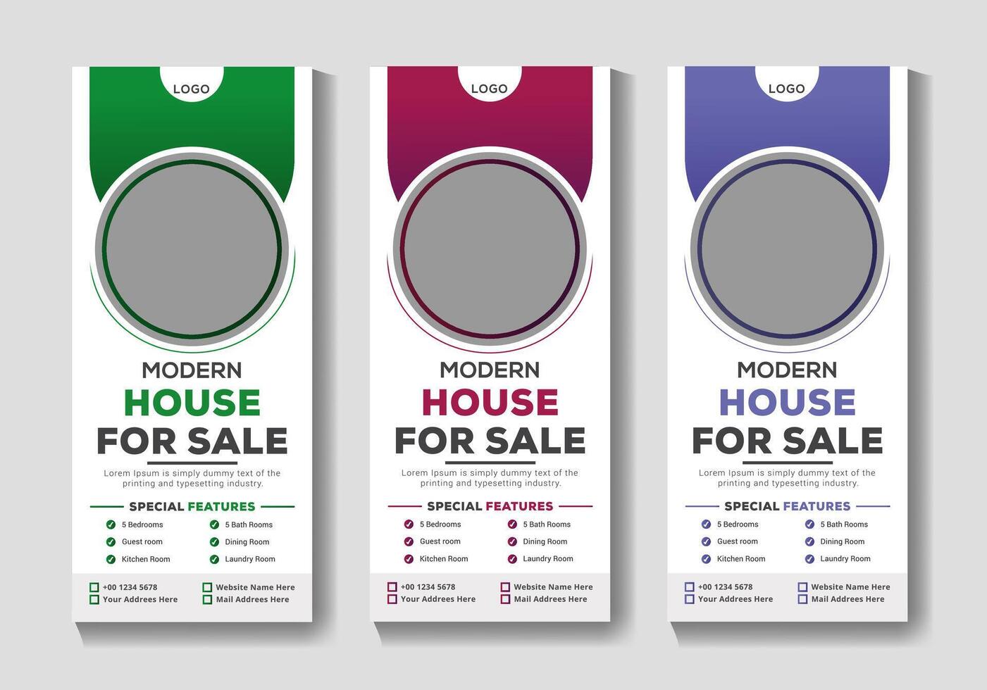 Modern real estate Roll up banner stand template design vector