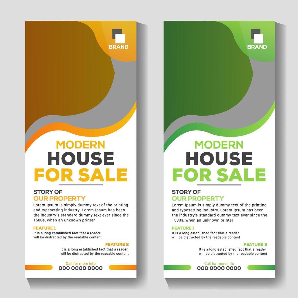 Modern real estate Roll up banner stand template design vector