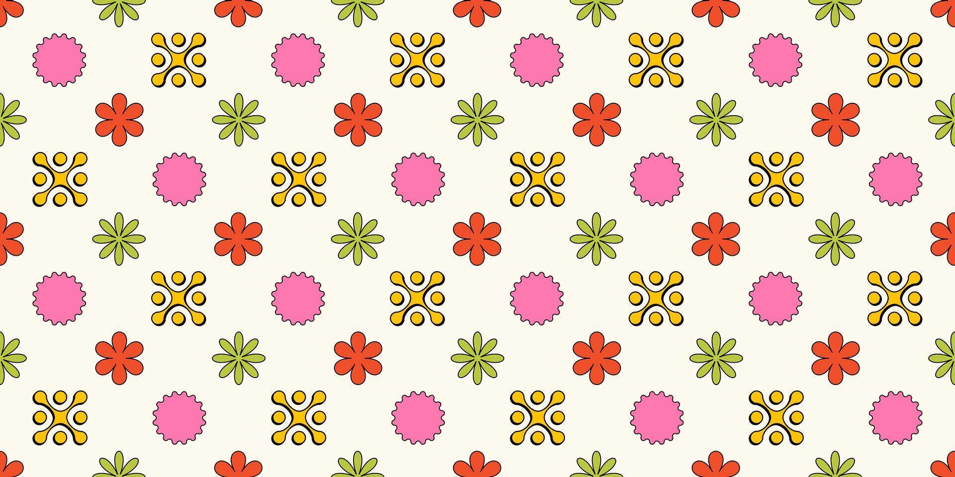 AI generated Geometric brutalist shapes seamless pattern. Brutal figure in trendy playful style. Vector background.