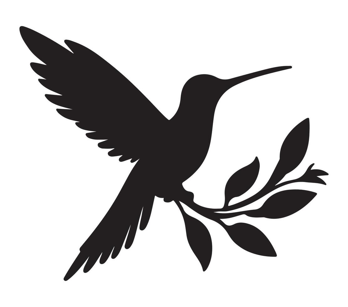 Allens Hummingbird Silhouette Stock Vector Illustration.