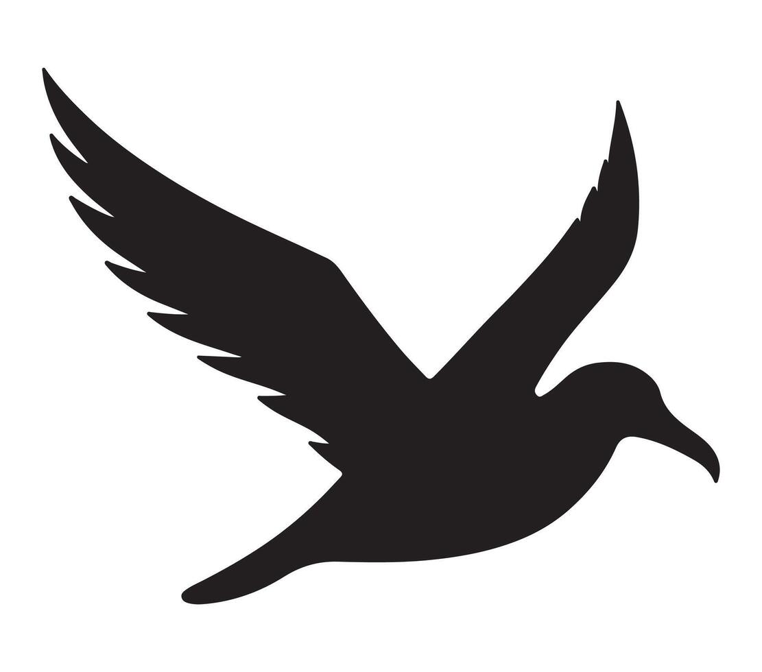 Black and White Albatross Silhouette. Vector Illustration.