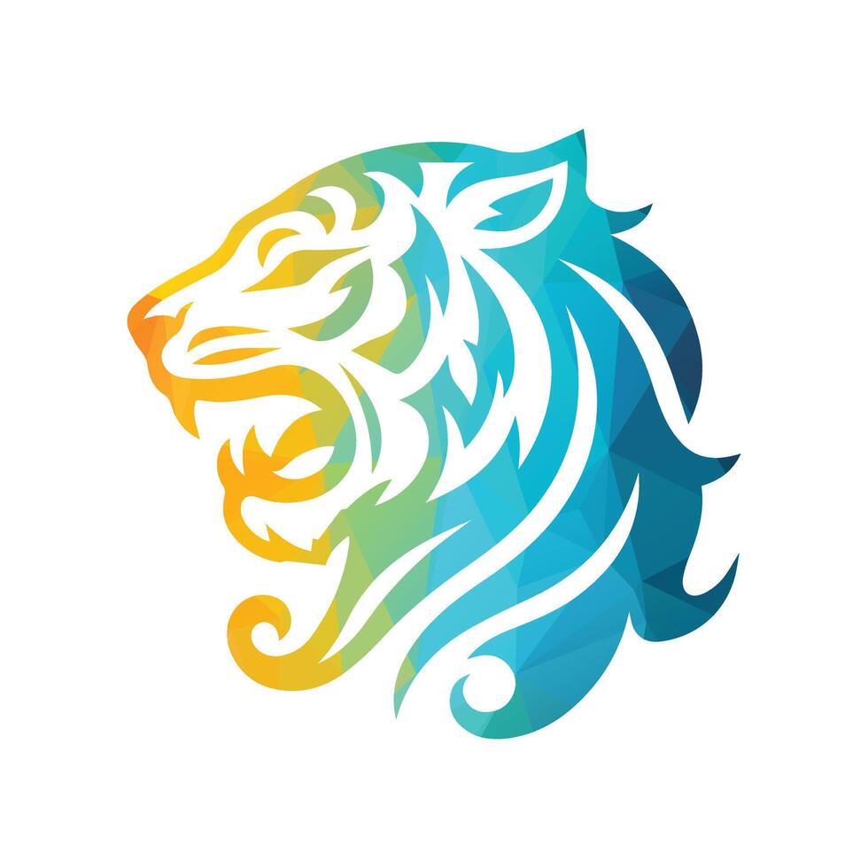 Ilustración de vector de diseño de logotipo de tigre rugiente