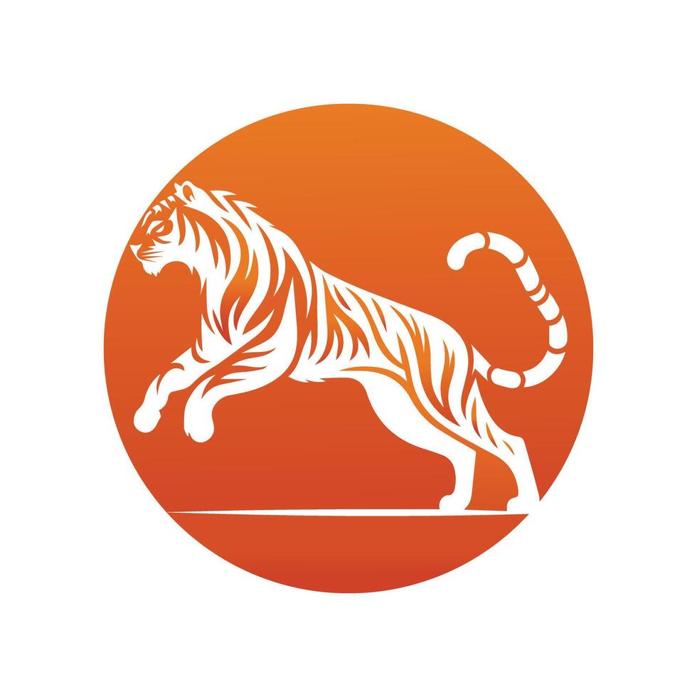 Ilustración de vector de diseño de logotipo de tigre rugiente