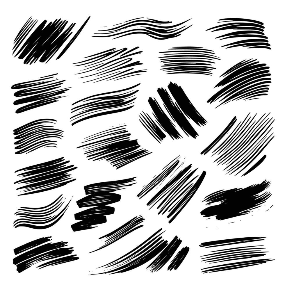 Paint brush stroke set. vector
