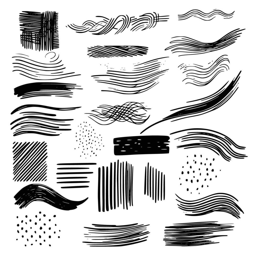 Paint brush stroke set of 25. vector