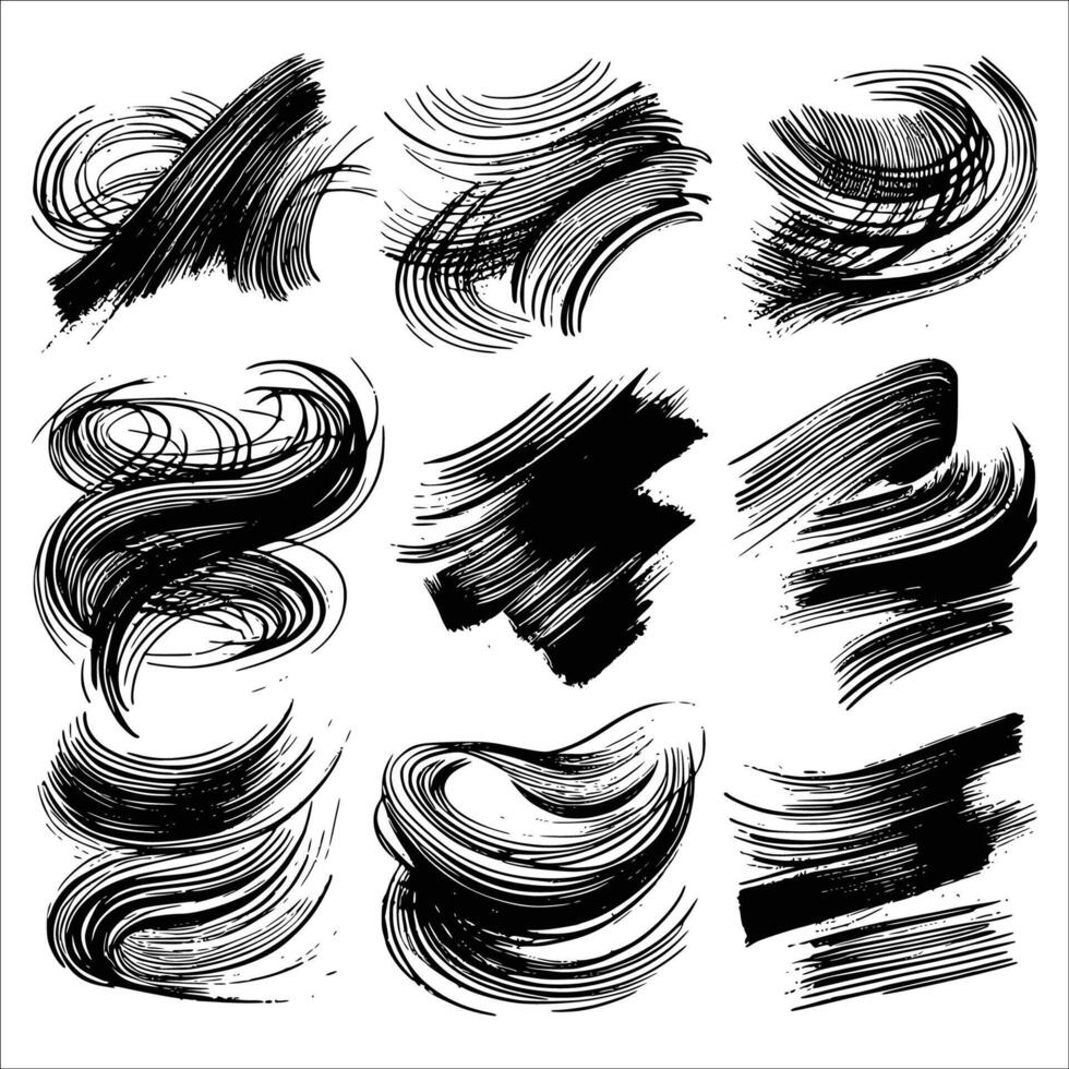 Paint brush stroke set. vector