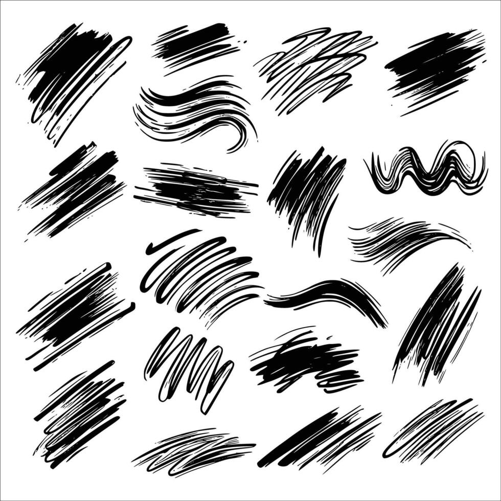 Paint brush stroke set. vector