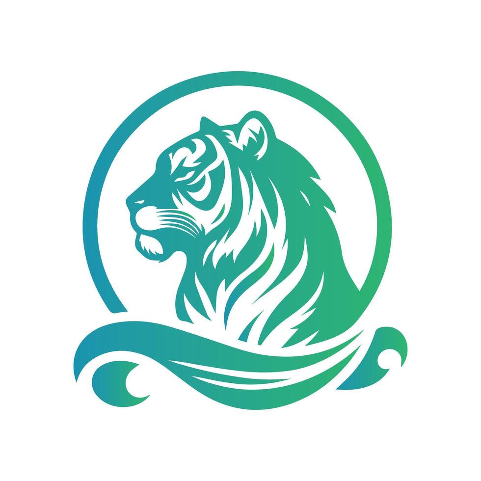 Ilustración de vector de diseño de logotipo de tigre rugiente