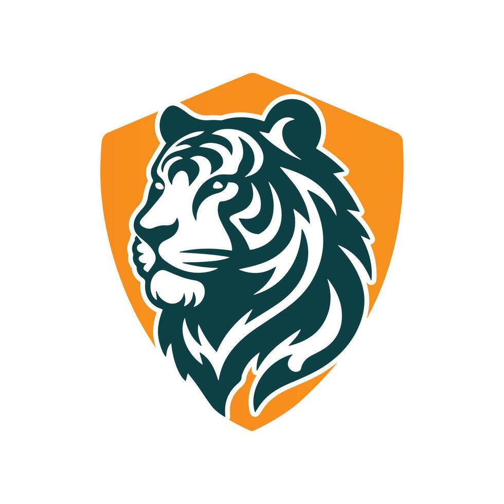 Roaring tiger logo design vector illustration