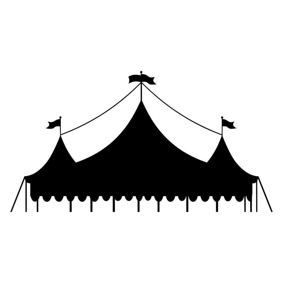 circo silueta, circo tienda festival icono vector ilustración.