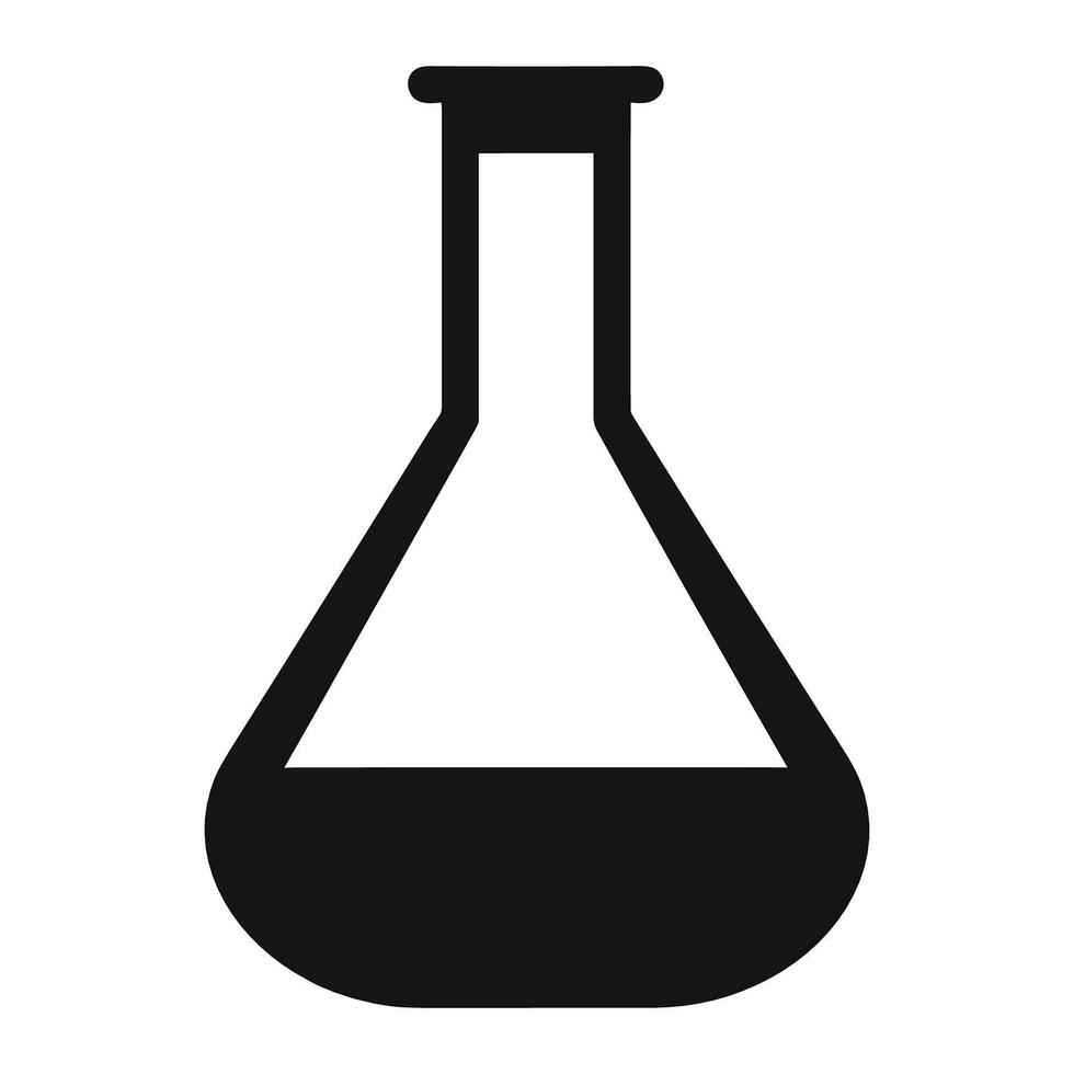 Laboratory Flask Silhouette, Chemical test tube.Erlenmeyer flask silhouette. vector