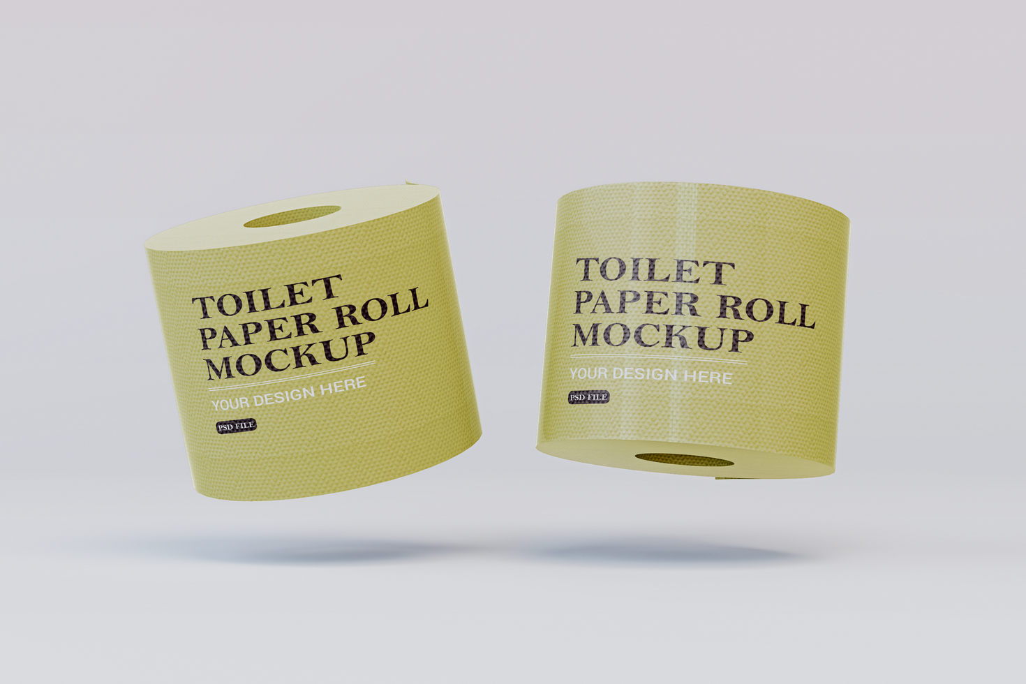 Floating toilet paper roll mockup template psd