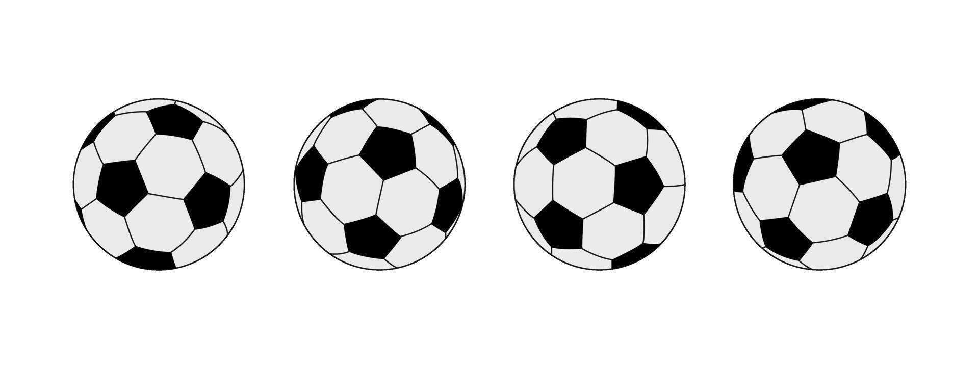 A set of soccer balls in different angles on a white background. vector