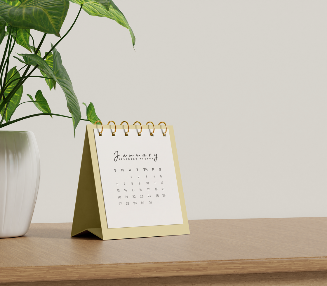 Desk square calendar mockup psd