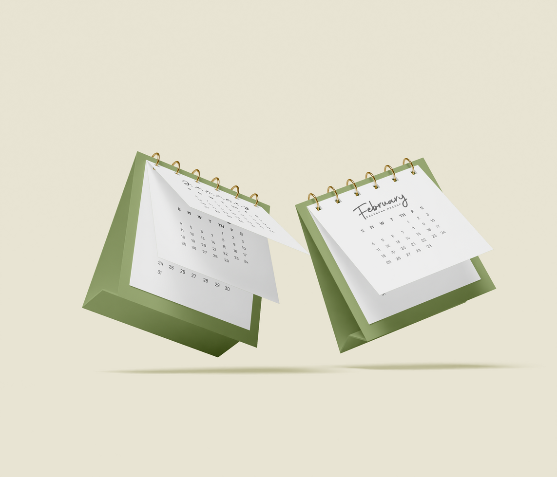 Desk square calendar mockup psd