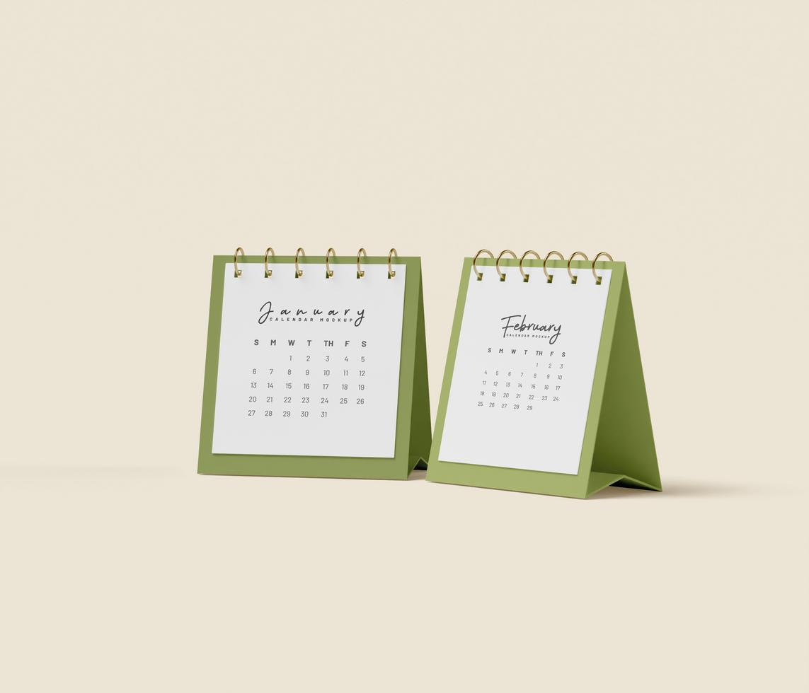 Desk square calendar mockup psd