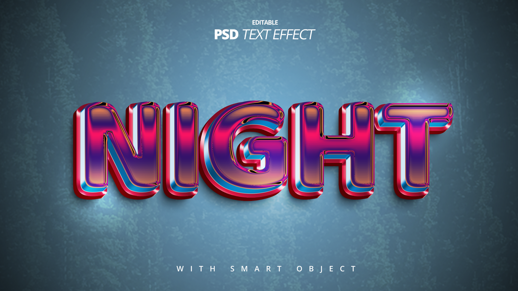 3d noite texto efeito editável modelo Projeto psd