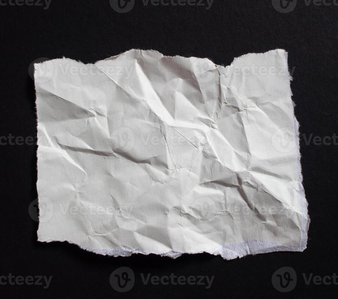 Isolated ripped paper piece. Torn blank paper with edges. photo