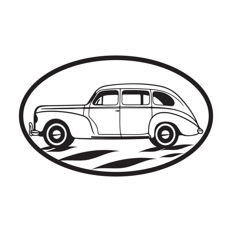 Classic Car Line Art Images, Design, Logo vector