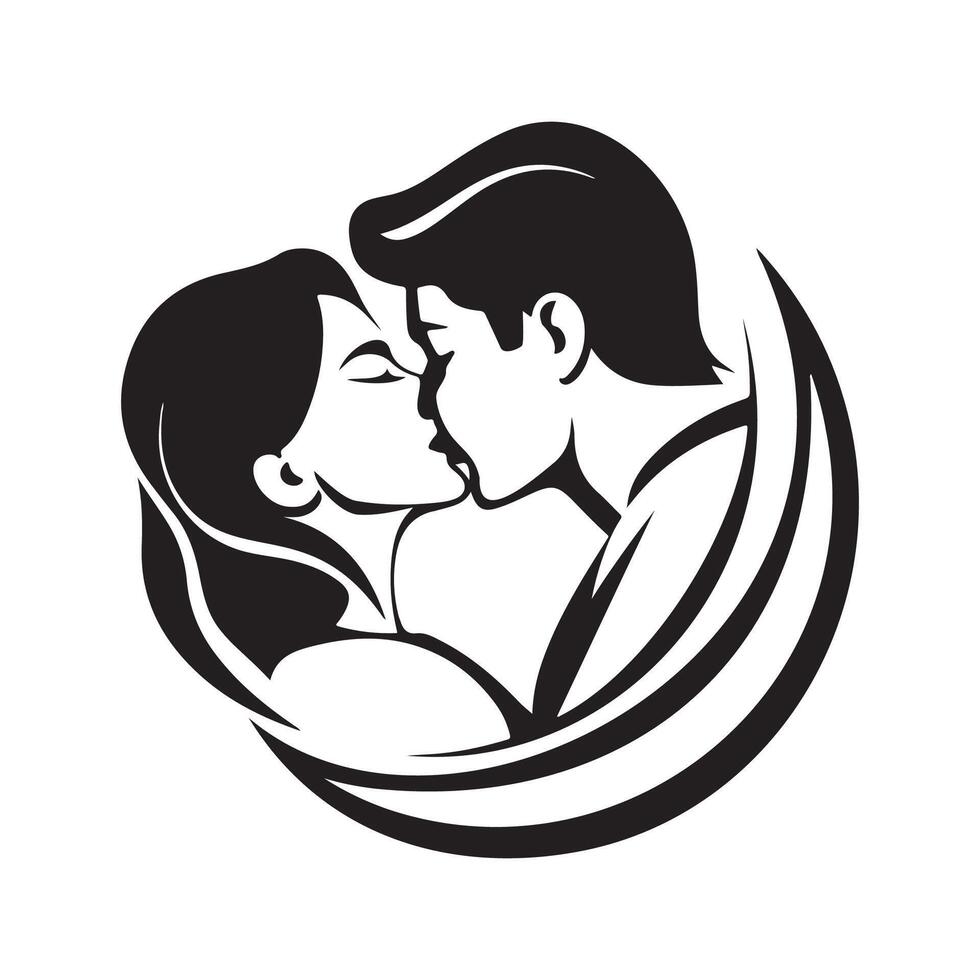 Kissing Couple Image, Logo, Design Vector