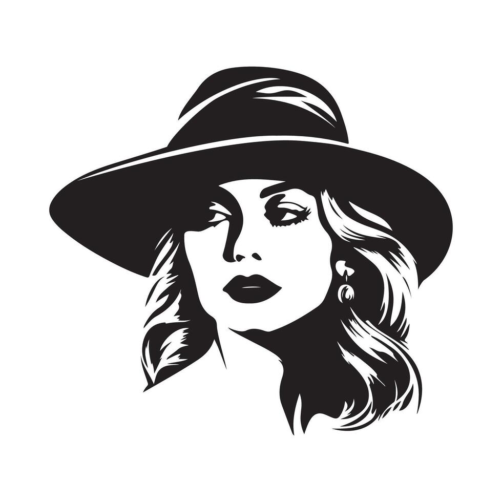 elegante mujer vistiendo sombrero vector ilustración