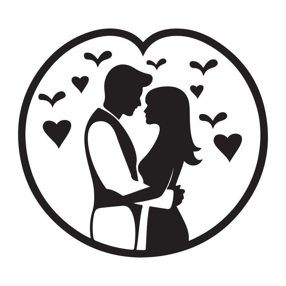 Romantic Couple Silhouette Vector