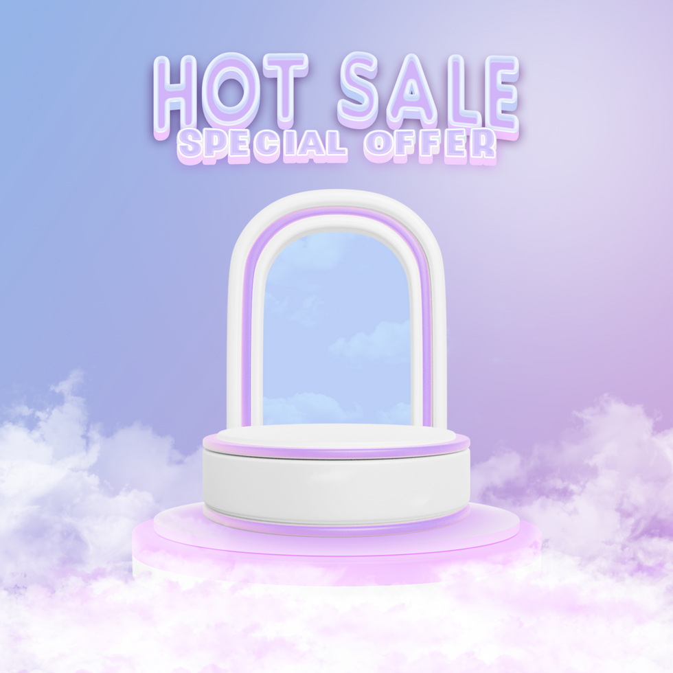 Template for a hot sale banner with a podium psd