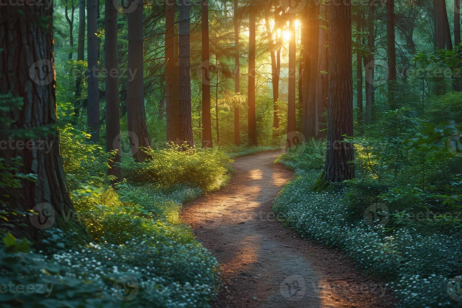 AI generated Sunlit Forest Pathway photo