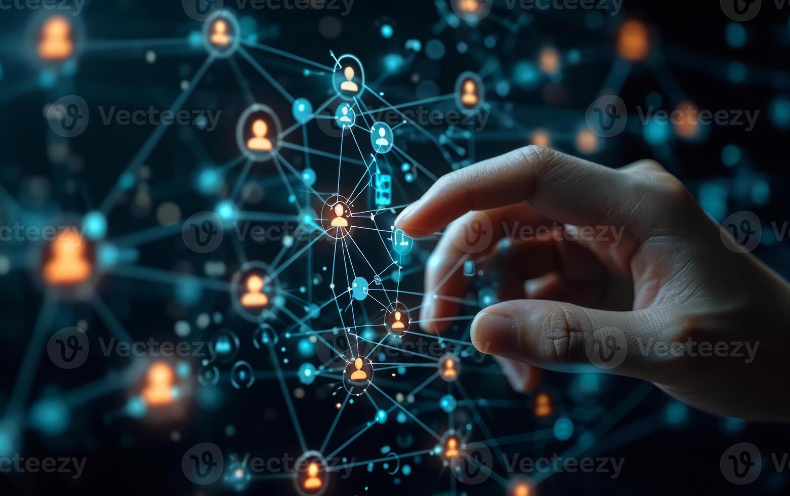 AI generated Network of Human Connections in Business photo