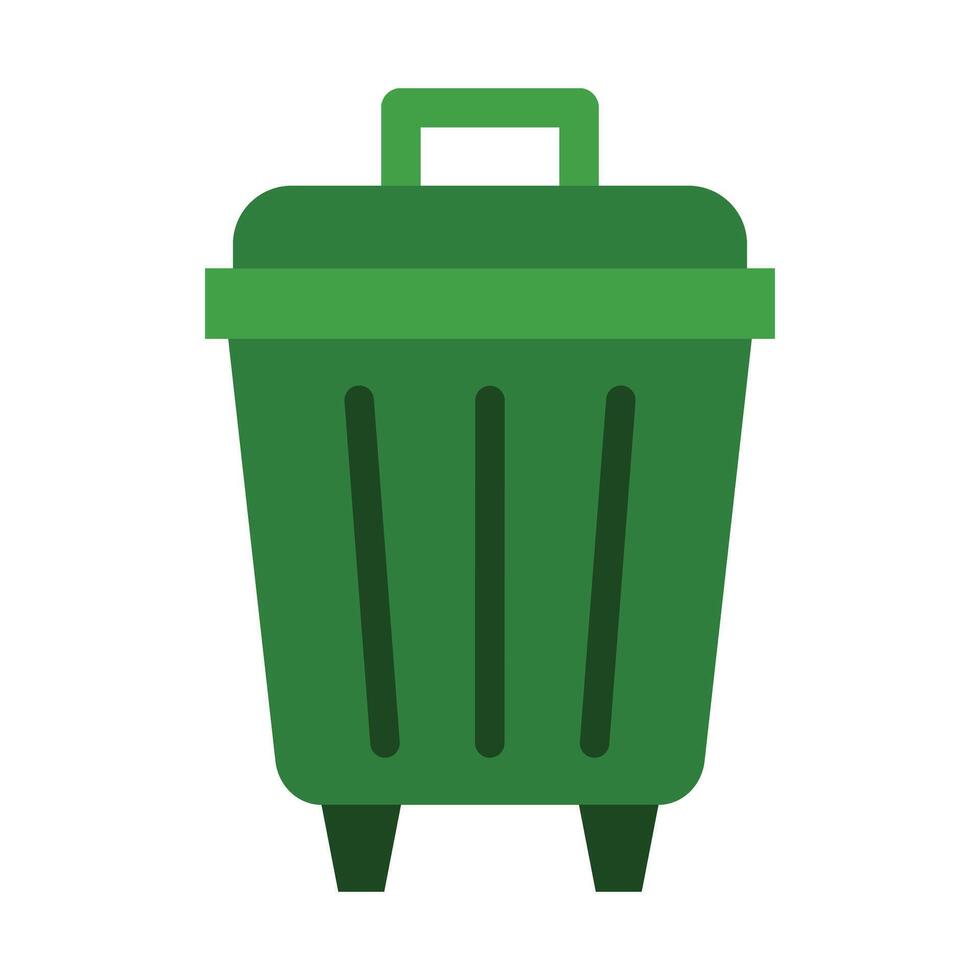 contenedor de basura vector plano icono