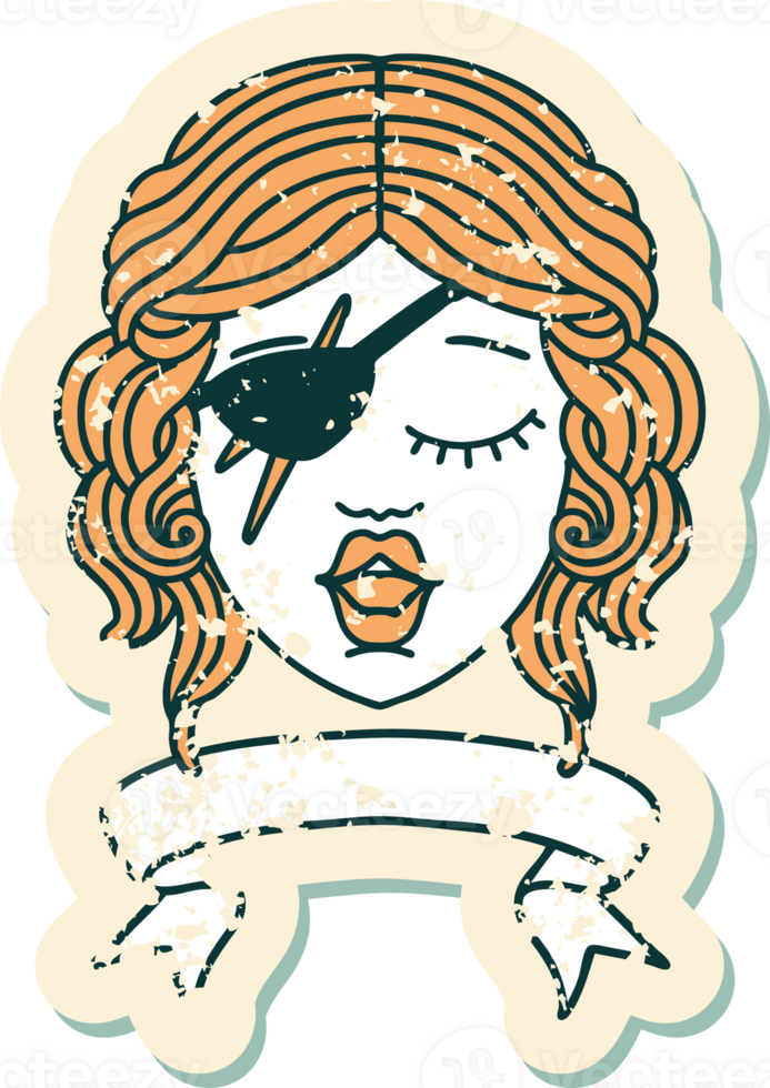 Retro Tattoo Style human rogue character with banner png