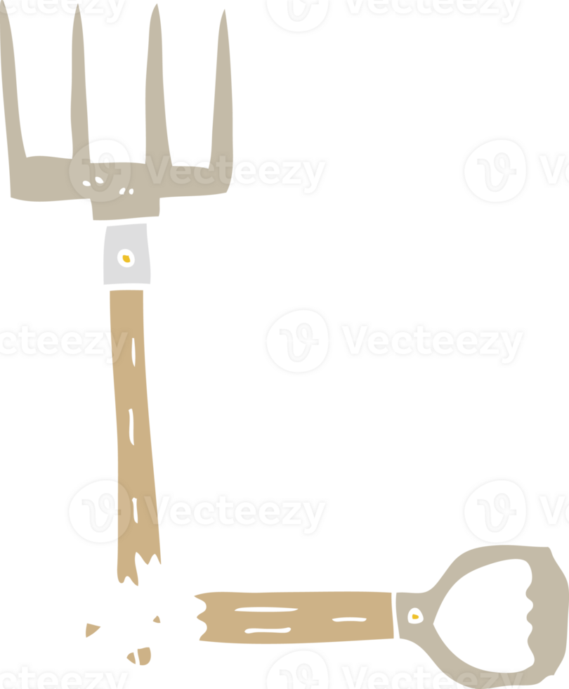 flat color style cartoon broken pitchfork png