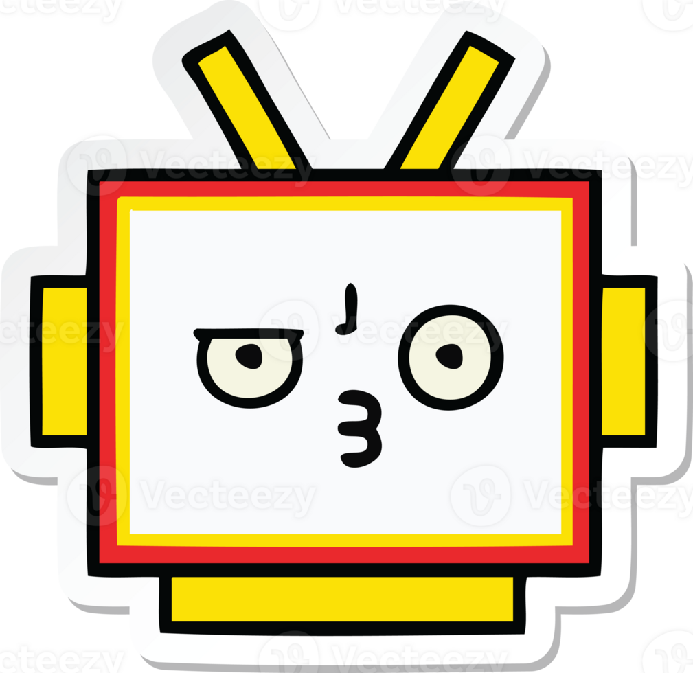 sticker of a cute cartoon robot head png