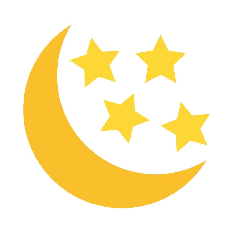 Moon And Stars Vector Flat Icon Design