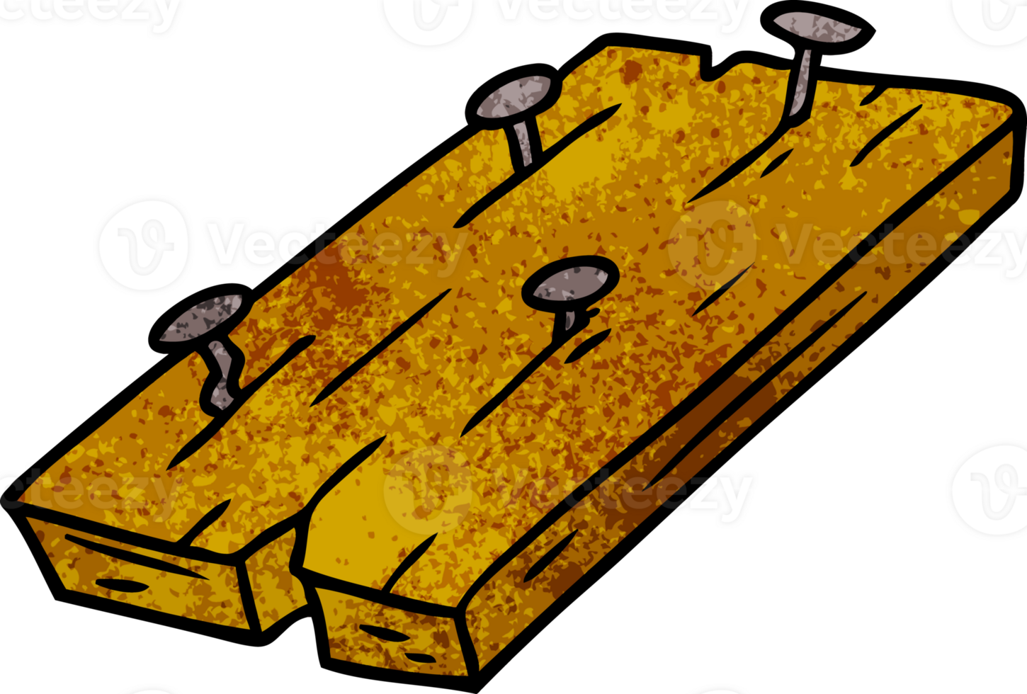 hand drawn textured cartoon doodle of nails in a board png