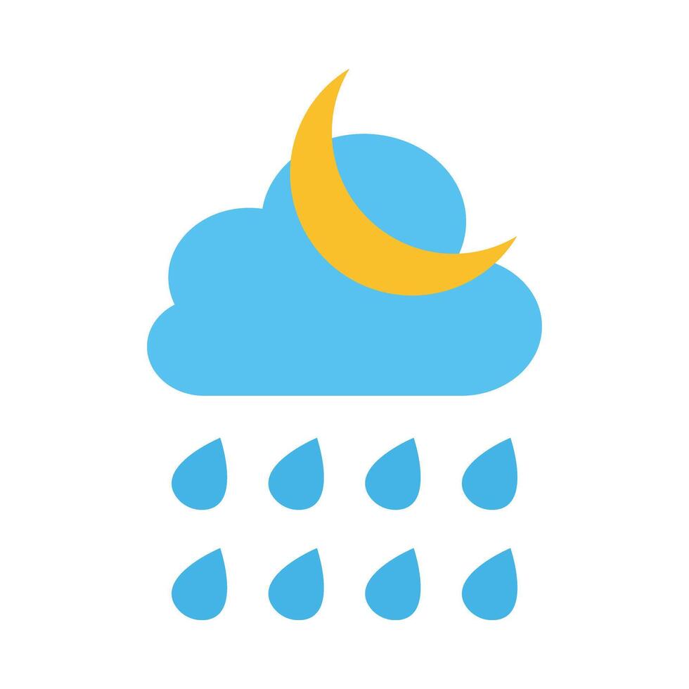 Rainy Night Vector Flat Icon Design