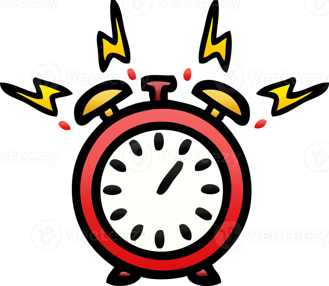 gradient shaded cartoon of a ringing alarm clock png