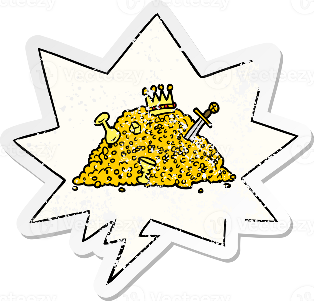 cartoon ple of treasure with speech bubble distressed distressed old sticker png