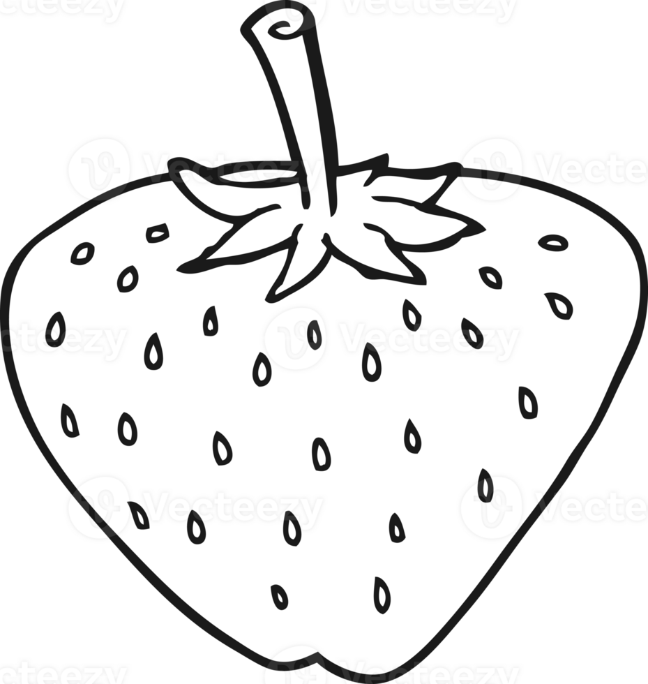 hand drawn black and white cartoon strawberry png