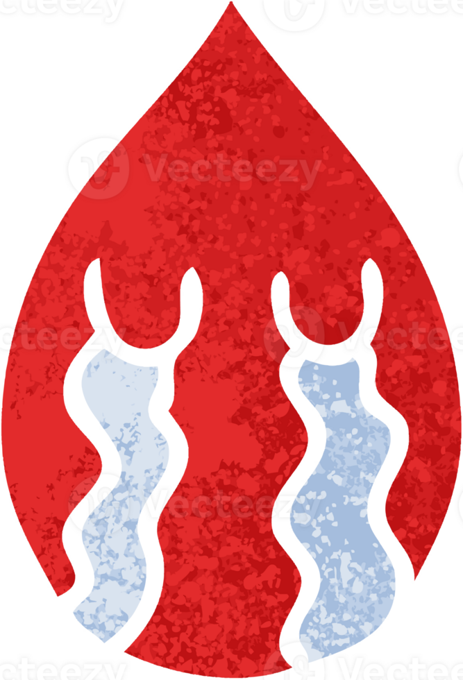 retro illustration style quirky cartoon emotional blood drop png